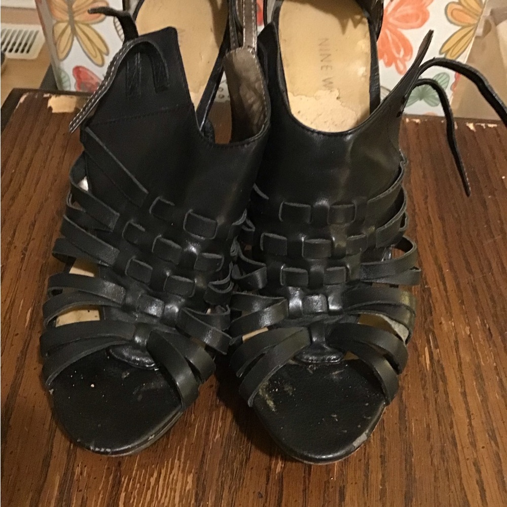 Nine West Black Strappy Heels